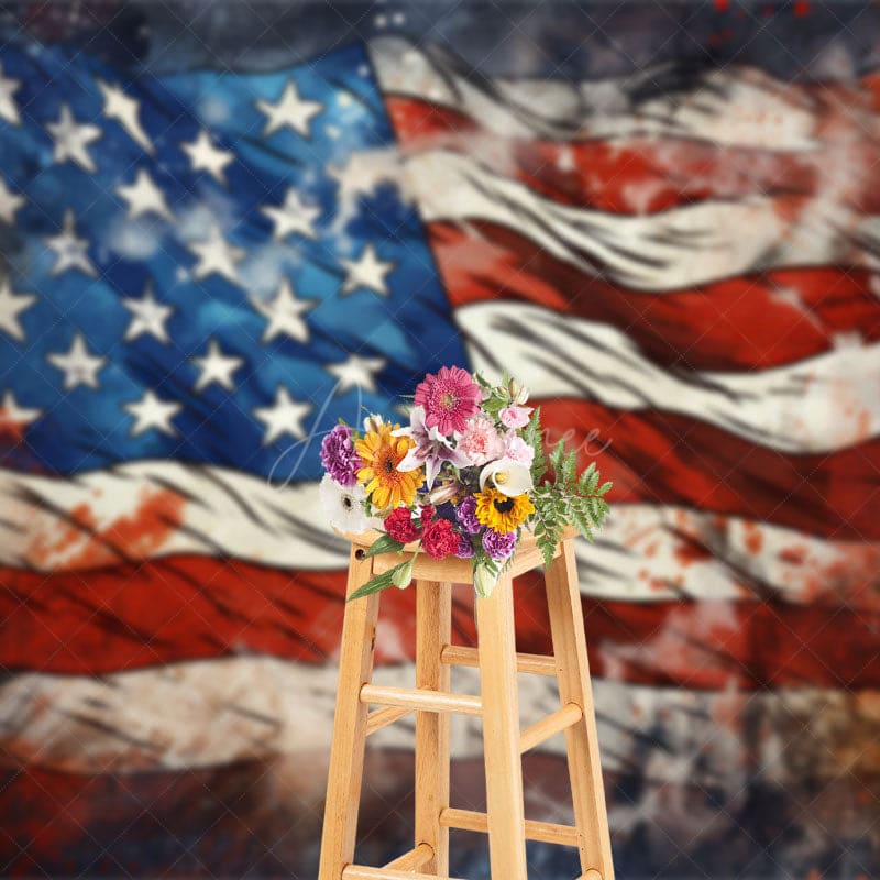 Aperturee - Aperturee Bloodstained American Flag Independence Day Backdrop