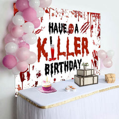 Aperturee - Aperturee Bloody Handprints Killer Halloween Birthday Backdrop
