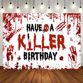 Aperturee - Aperturee Bloody Handprints Killer Halloween Birthday Backdrop