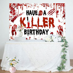 Aperturee - Aperturee Bloody Handprints Killer Halloween Birthday Backdrop