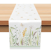 Aperturee - Aperturee Blooming Spring Floral Table Runner with Butterflies Whimsical Garden Vibe Easter or Girls Birthday Party Decor