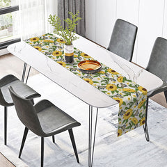 Aperturee - Aperturee Blooming Sunflower and Butterfly Spring Table Runner Fresh and Cheerful Yellow Floral Summer Garden Party Decor