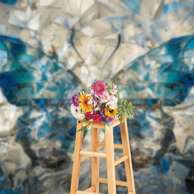 Aperturee - Aperturee Blue Abstract Crystal Butterfly Photography Backdrop