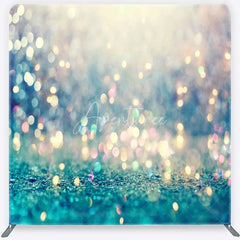 Aperturee - Aperturee Blue and Gold Bokeh Tension Fabric Backdrop Elegant Glitter Photography Studio Background