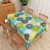 Aperturee - Aperturee Blue and Green Citrus Rectangle Tablecloth Summer Lemon Lime Fruit Table Cover Fresh Kitchen Home Decor
