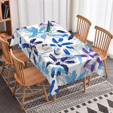 Aperturee - Aperturee Blue and Purple Abstract Floral Rectangle Tablecloth Artistic Brush Stroke Party Decor