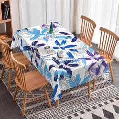 Aperturee - Aperturee Blue and Purple Abstract Floral Rectangle Tablecloth Artistic Brush Stroke Party Decor