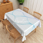 Aperturee - Aperturee Blue And White Arc Stripes Modern Rectangle Tablecloth