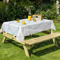 Aperturee - Aperturee Blue And White Arc Stripes Modern Rectangle Tablecloth