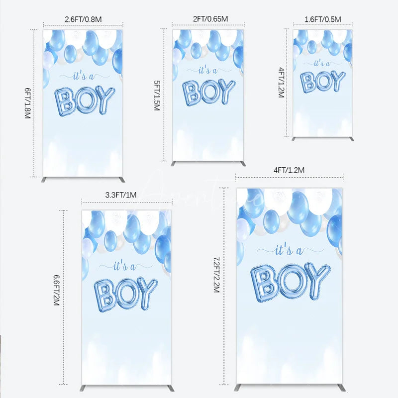 Aperturee - Aperturee Blue and White Balloons with It’s a Boy Foil Message Rectangle Arch Backdrop Gender Reveal Baby Shower Party Decor