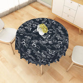 Aperturee - Aperturee Blue and White Bamboo Butterfly Round Tablecloth Elegant Chinoiserie Dining Decor