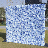Aperturee - Aperturee Blue and White Roses Hydrangeas Artificial Flower Wall Elegant Wedding Baby Shower Party Decor