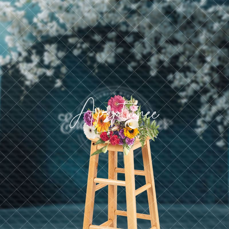 Aperturee - Aperturee Blue Arch Wall Floral Wedding Photography Backdrop