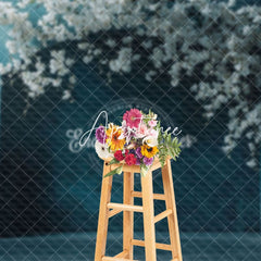 Aperturee - Aperturee Blue Arch Wall Floral Wedding Photography Backdrop