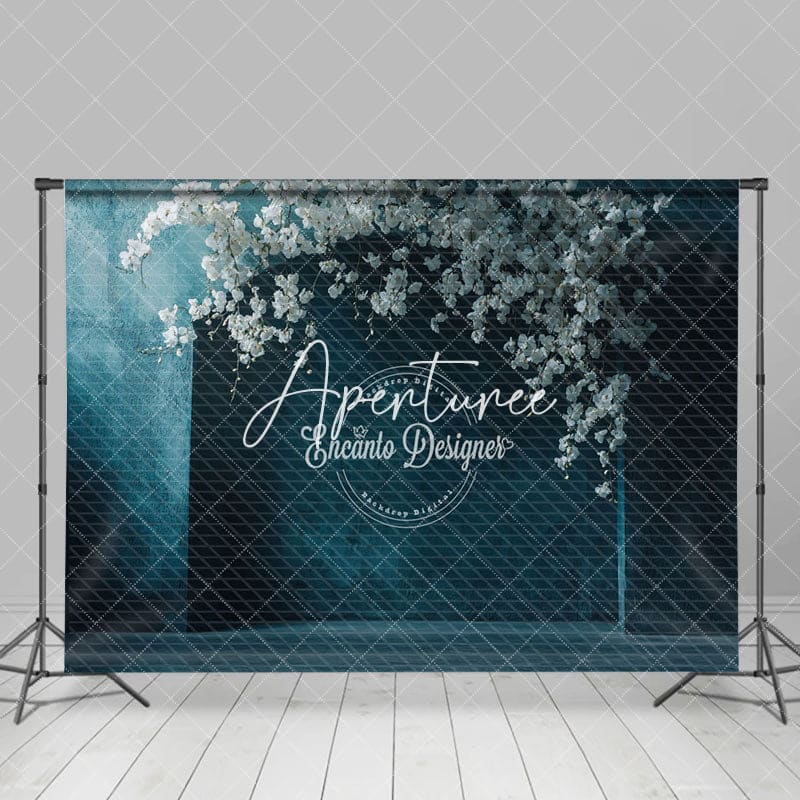 Aperturee - Aperturee Blue Arch Wall Floral Wedding Photography Backdrop