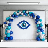 Aperturee - Aperturee Blue Balloon Arch Evil Eye Wall Photo Backdrop