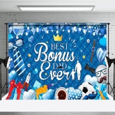 Aperturee - Aperturee Blue Best Bonus Dad Ever Happy Fathers Day Backdrop