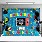 Aperturee - Aperturee Blue Black Balloons Game Kindergarten Grad Backdrop