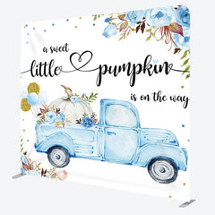 Aperturee - Aperturee Blue Car Flower Fabric Backdrop Cover for Baby Shower