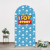 Aperturee - Aperturee Blue Cloud Its A Boy Story Baby Shower Arch Backdrop