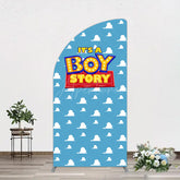 Aperturee - Aperturee Blue Cloud Its A Boy Story Baby Shower Half Moon Arch Backdrop