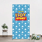 Aperturee - Aperturee Blue Cloud Its A Boy Story Baby Shower Rectangle Backdrop
