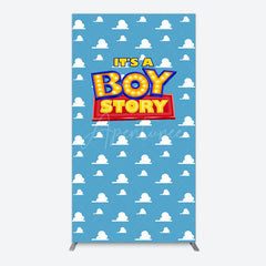Aperturee - Aperturee Blue Cloud Its A Boy Story Baby Shower Rectangle Backdrop