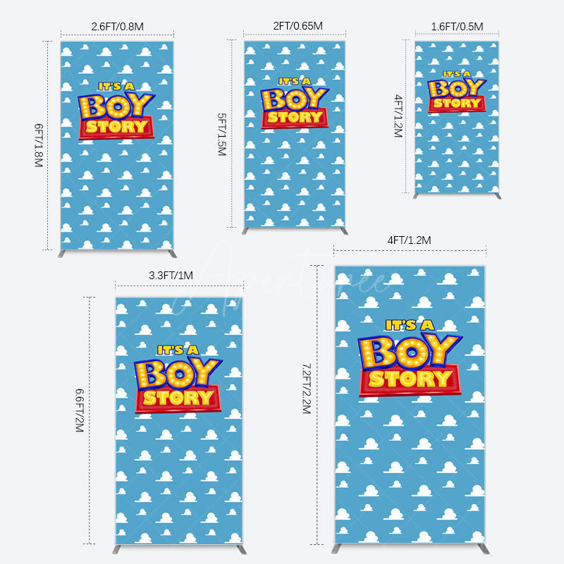 Aperturee - Aperturee Blue Cloud Its A Boy Story Baby Shower Rectangle Backdrop