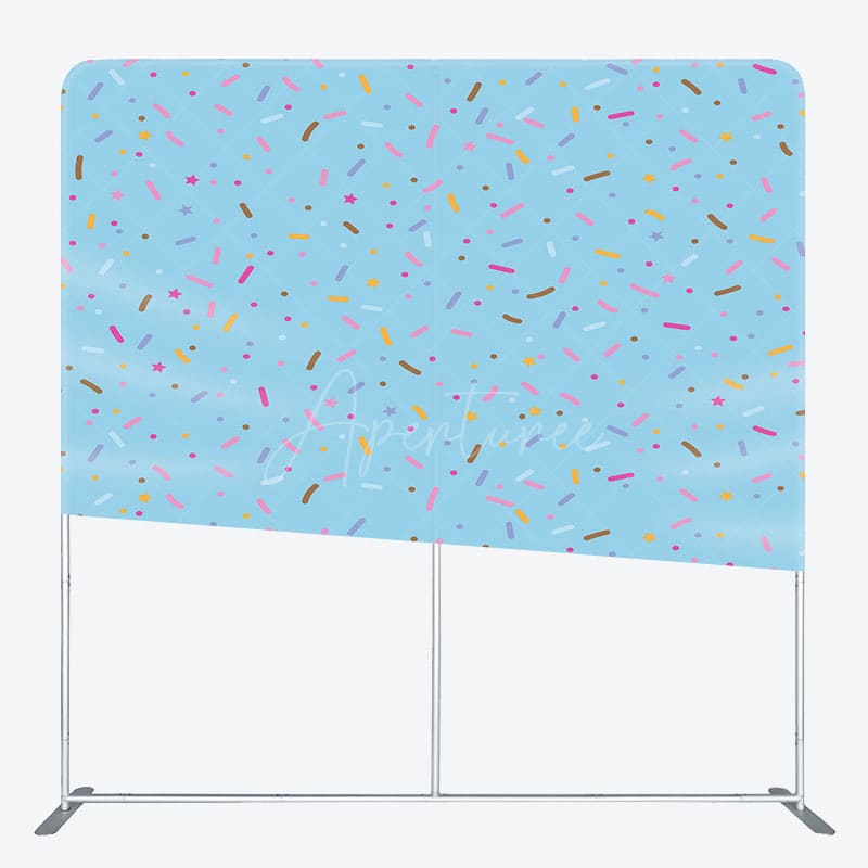Aperturee - Aperturee Blue Colorful Candy Stars Square Tension Backdrop