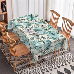 Aperturee - Aperturee Blue Dragonfly Rectangle Tablecloth Botanical Garden Floral and Insects Spring Summer Outdoor Dining Decor