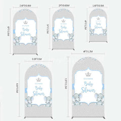 Aperturee - Aperturee Blue Elephant Twins Arch Backdrop Baby Shower Chevron Boy Photography Background