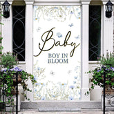 Aperturee - Aperturee Blue Floral Baby Boy In Bloom Gender Reveal Door Cover