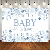 Aperturee - Aperturee Blue Floral Baby In Bloom Gender Reveal Backdrop