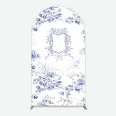 Aperturee Aperturee Blue Floral Bow Frame Bridal Shower Arch Backdrop
