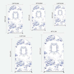 Aperturee Aperturee Blue Floral Bow Frame Bridal Shower Arch Backdrop