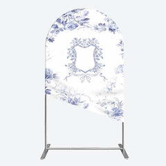 Aperturee Aperturee Blue Floral Bow Frame Bridal Shower Arch Backdrop