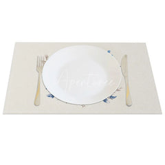 Aperturee - Aperturee Blue Floral Easter Egg Wreath Set of 4 Placemats Speckled Egg Spring Decoration Farmhouse Dining Table Mat