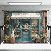 Aperturee - Aperturee Blue Floral Eggs Boutique Easter Backdrop For Photo