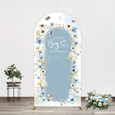 Aperturee - Aperturee Blue Floral Little Boy Baby Shower Arch Backdrop