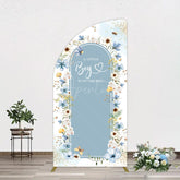 Aperturee - Aperturee Blue Floral Little Boy Baby Shower Half Moon Arch Backdrop