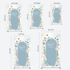 Aperturee - Aperturee Blue Floral Little Boy Baby Shower Rectangle Backdrop