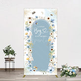 Aperturee - Aperturee Blue Floral Little Boy Baby Shower Rectangle Backdrop