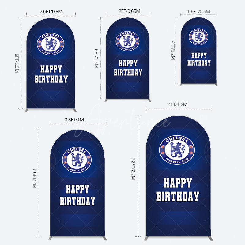 Aperturee - Aperturee Blue Football Club Logo Sport Birthday Arch Backdrop