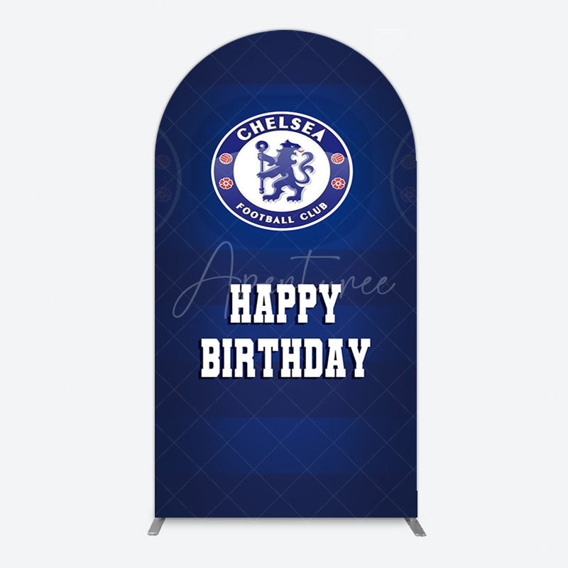 Aperturee - Aperturee Blue Football Club Logo Sport Birthday Arch Backdrop