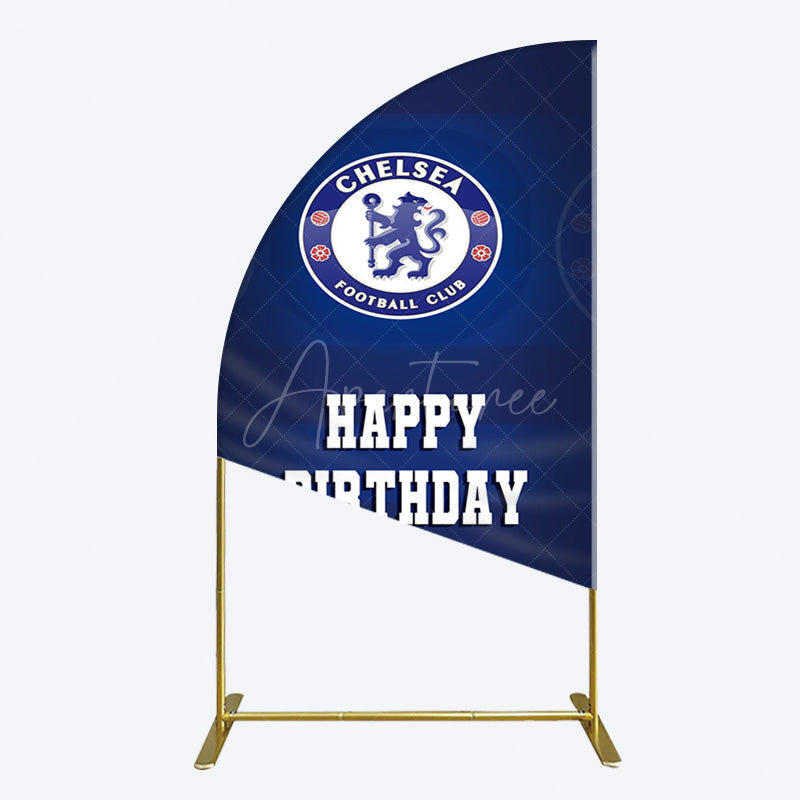 Aperturee - Aperturee Blue Football Club Logo Sport Birthday Half Moon Arch Backdrop