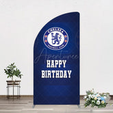 Aperturee - Aperturee Blue Football Club Logo Sport Birthday Half Moon Arch Backdrop