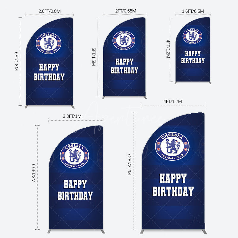 Aperturee - Aperturee Blue Football Club Logo Sport Birthday Half Moon Arch Backdrop