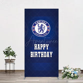 Aperturee - Aperturee Blue Football Club Logo Sport Birthday Rectangle Backdrop