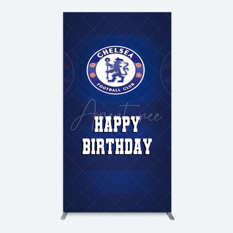 Aperturee - Aperturee Blue Football Club Logo Sport Birthday Rectangle Backdrop