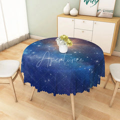 Aperturee - Aperturee Blue Galaxy Starry Night Round Tablecloth Outer Space Nebula Universe Theme for Birthday Party Decor
